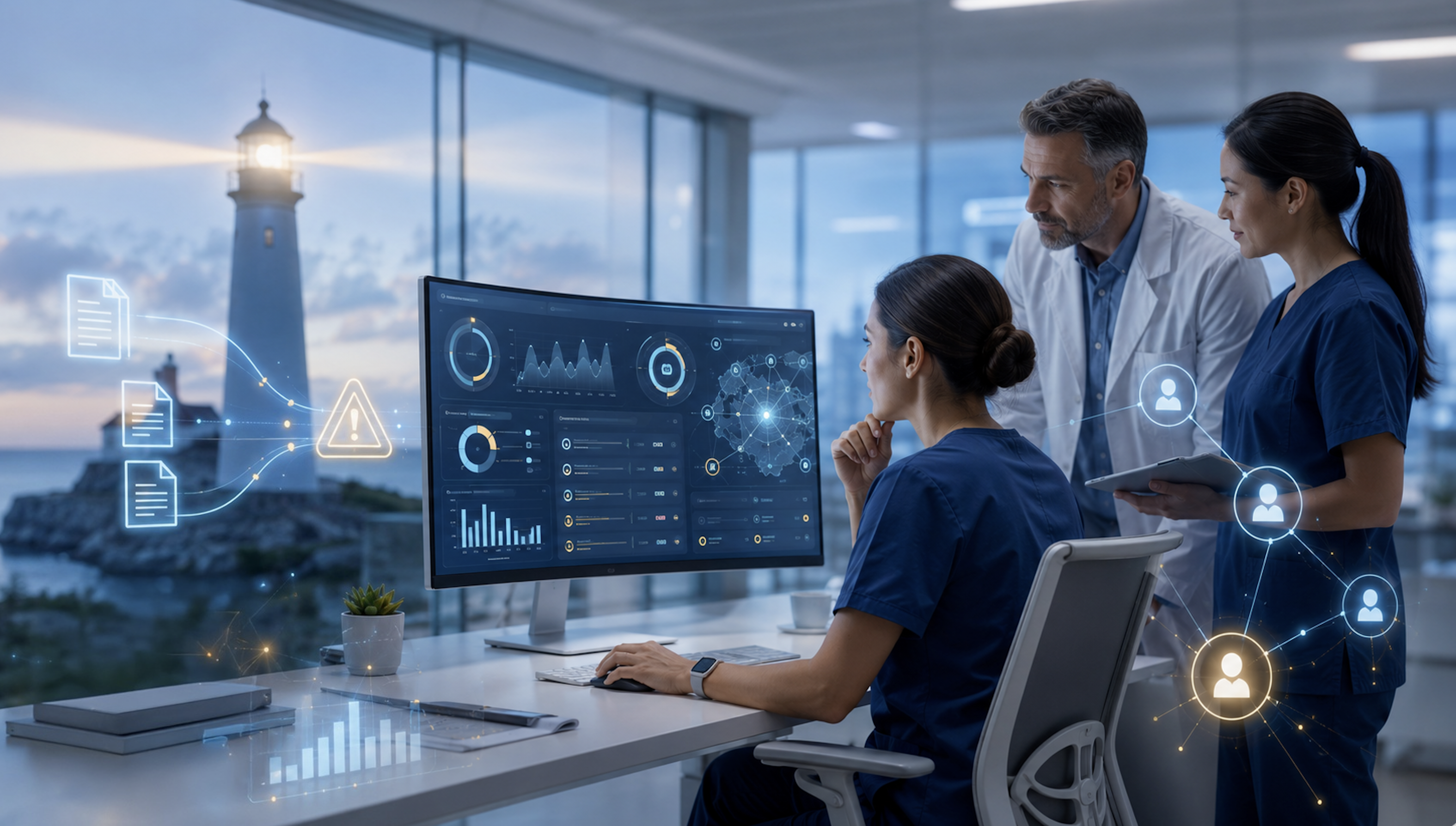 Healthcare operations team monitoring delivery performance and document delivery visibility